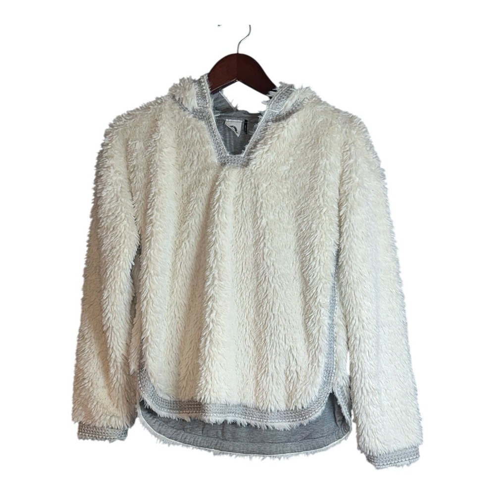 AKEMI + KIN ANTHROPOLOGIE Women White SHERPA Jersey Lined Stitch Hoodie Size XS